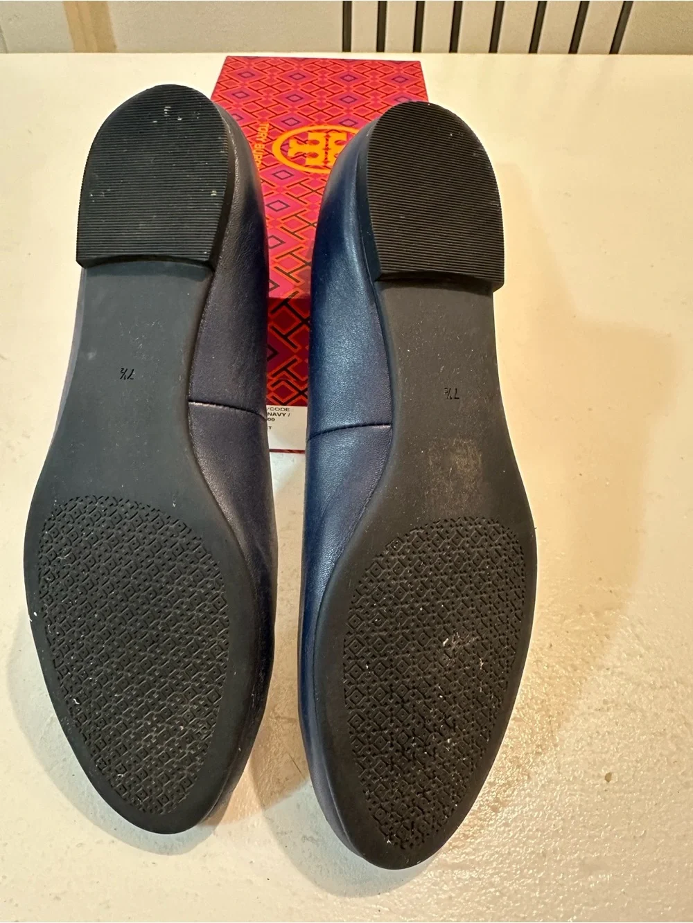 Tory Burch Chelsea Ballet Flat in Royal Navy with Gold Logo Medallion